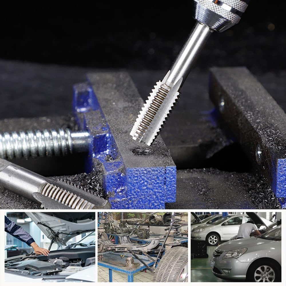 6 Pcs Adjustable T-Handle Tap Wrench Set, Ratchet Tap Holder Wrench with 5Pcs Metric M3 M4 M5 M6 M8 Machine Screw Taps Set T Type Thread Tapping Tool