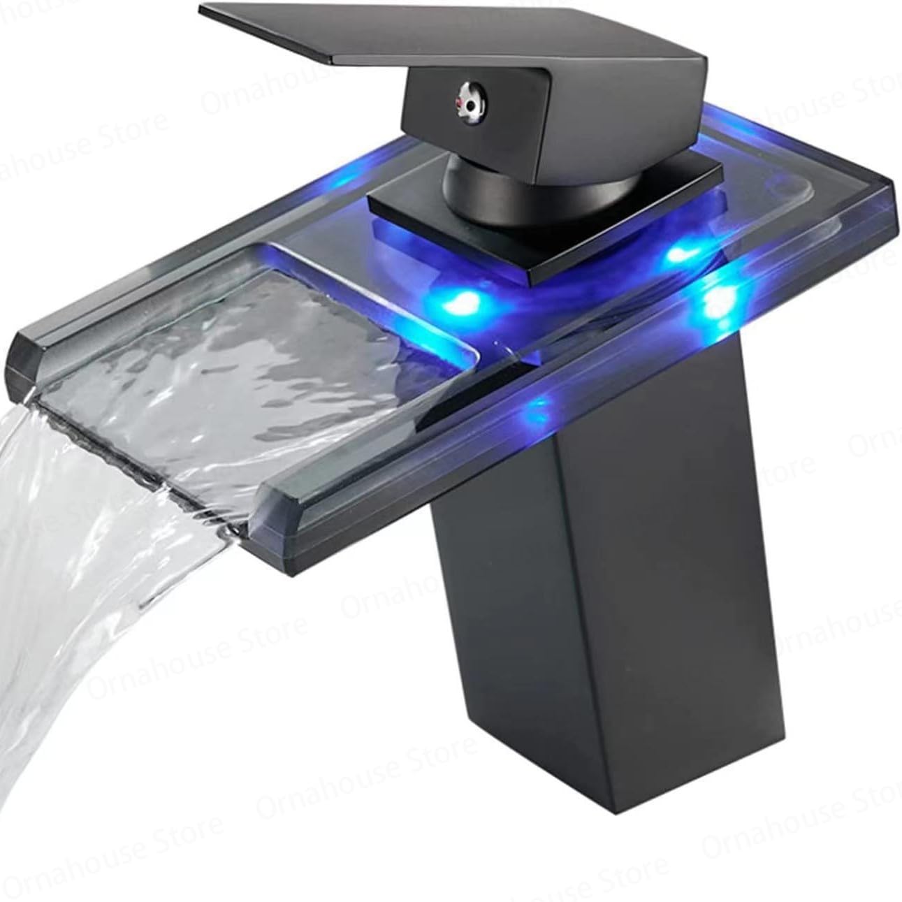 Robinet cascade LED noir pour une salle de bain moderne et un lavage des mains ludique