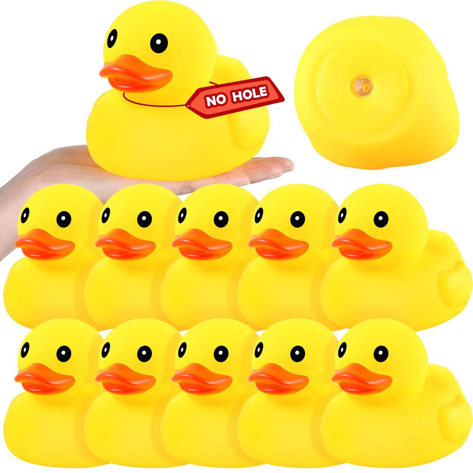Lenwen 10 Stück wasserdichte Gummienten ohne Loch Badespielzeug mit versiegeltem Stecker ohne Loch Badewanne schwimmendes Badespielzeug für Geburtstagsfeier Dekoration Geschenk Schwimmbad (12,7 cm)