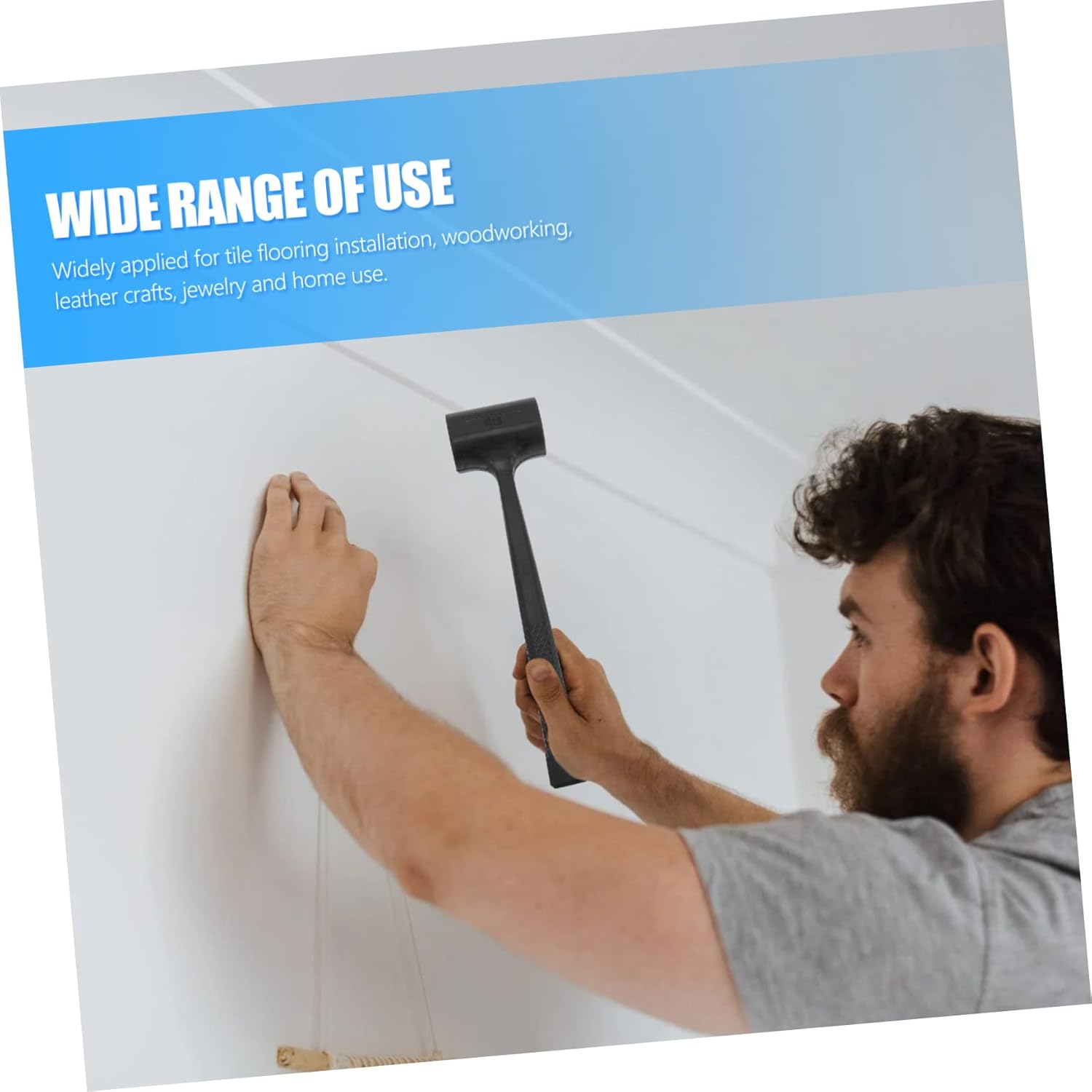 2pcs Non- Rubber Mallets for Flooring Installation Ergonomic Skid Handle Double- for Tile Wood and Marble Applications