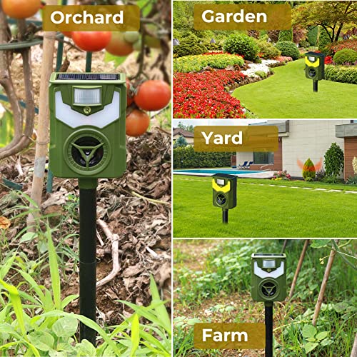 Solar Animal Repeller Ultrasonic Dog Repellent Latest Flame Light Motion Detector Stray Dogs Fox Raccoon Skunk Rabbit Deer Deterrent With Flame Guard 2 Pack #TOP7