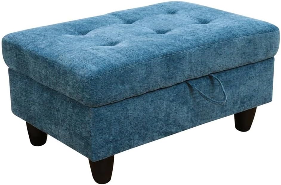 Flip Top Storage Ottoman 35 inches Blue Flannel