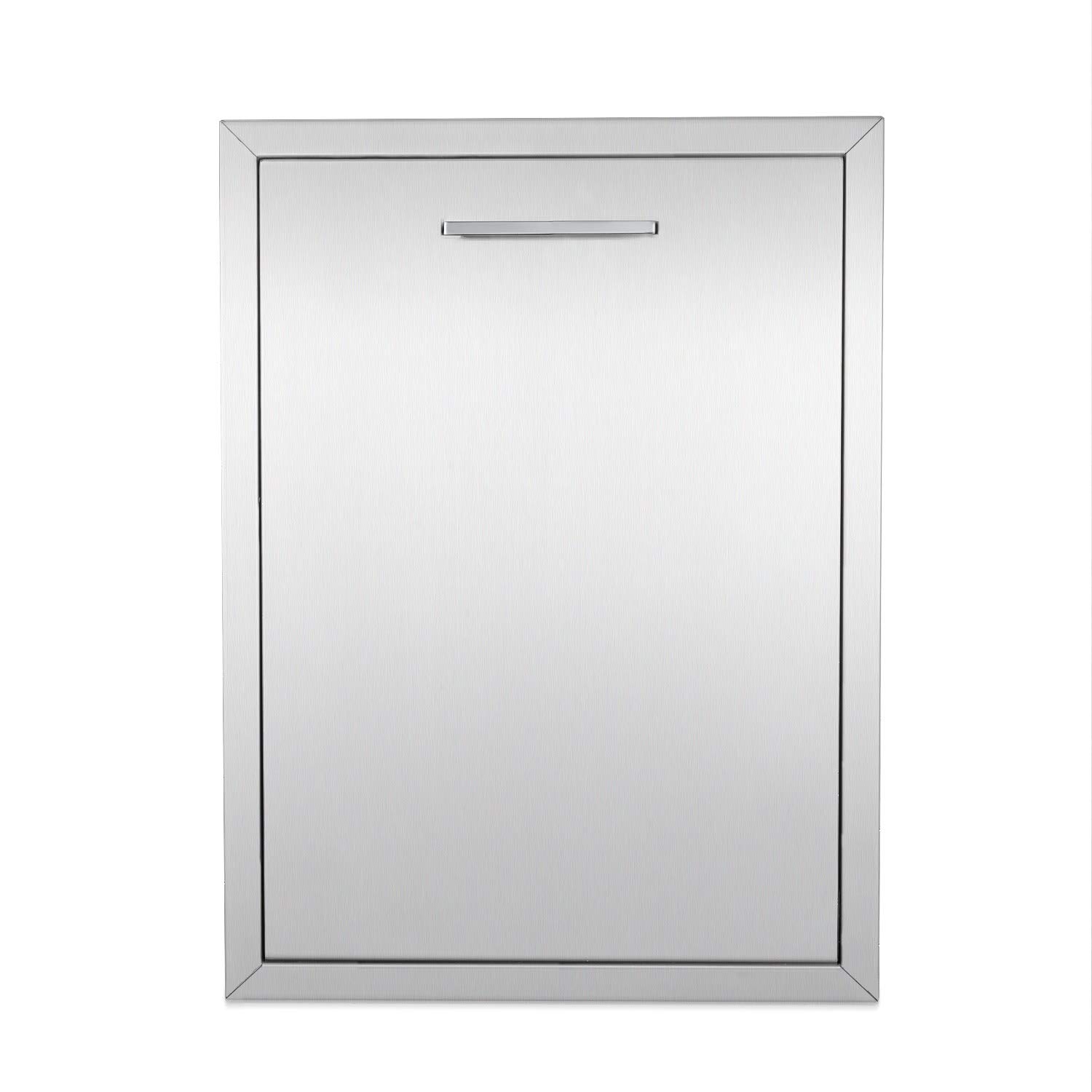 20" W x 27" H x 24" D Pull-Out Double Drawer Stainless Steel Outdoor Kitchen Trash Drawer Storage for Two 10 Gallon Commercial Wastebaskets