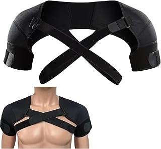 Adjustable Double Shoulder Support Brace, Flexible Compression Wrap Protector for Sleeping Pain Relief & Injury Preventio for Men and Women Frozen Shoulder,AC Joint,Labrum Tear(XXL/XXXL)