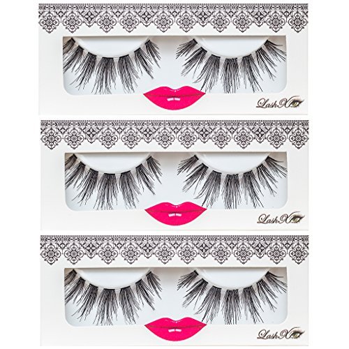 LashXO Lashes- Venus Vibe-3 PK Premium Quality False Eyelashes- Compare to brand Make Up Lashes, Mac Lashes and House of Lashes Fake Eyelashes