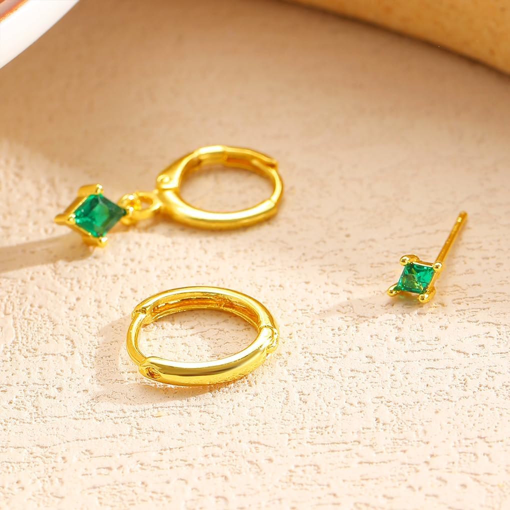 Dainty Gold Stack Huggie Hoop Earrings Set,Tiny Rhinestone Cartilage Earrings for Women,Small Crystal Hoops Dangle Earring Aesthetic Accessories - Image 5