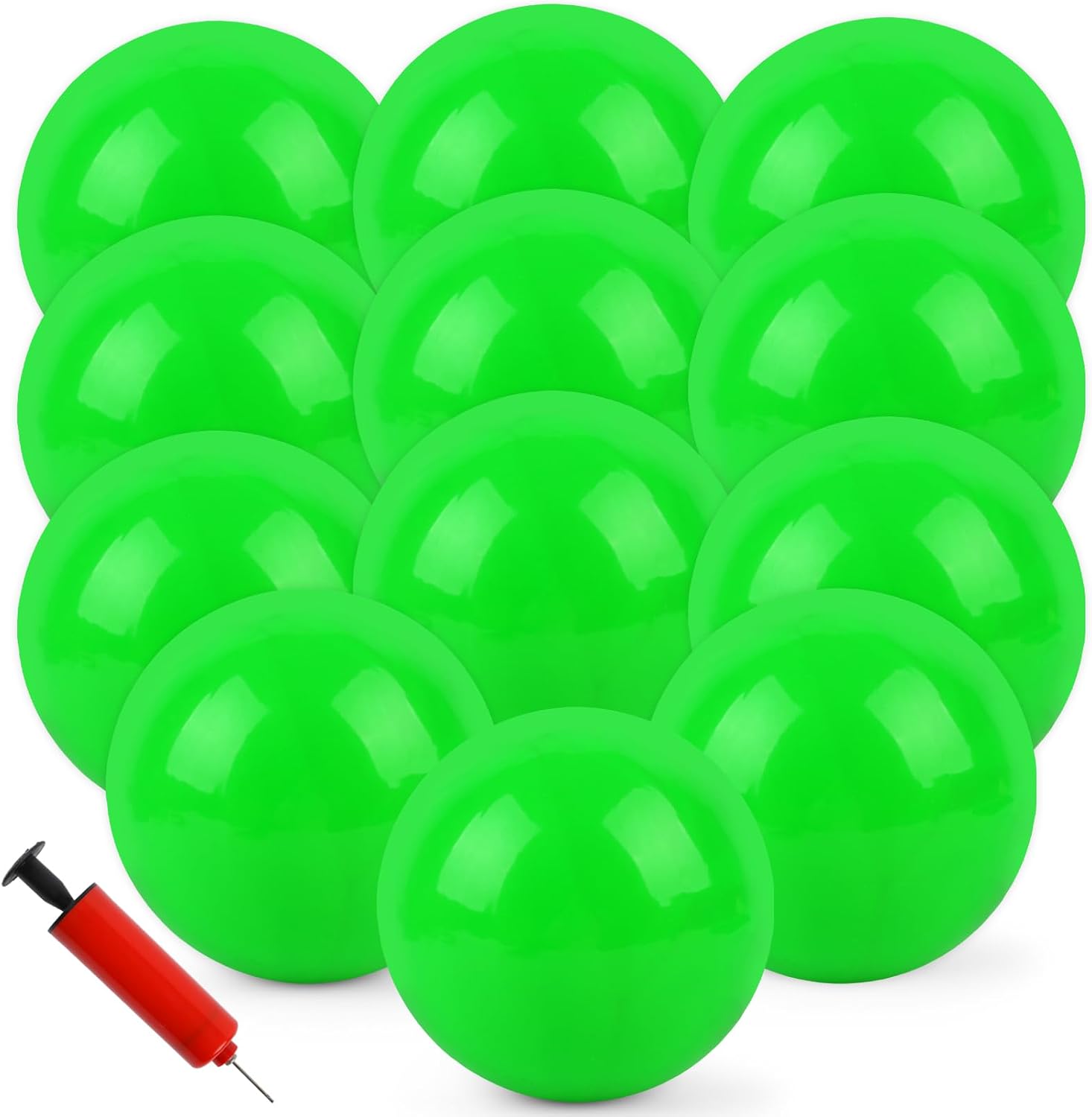 12Pcs Bouncy Balls,8.5Inch Dodgeballs for Park,Pool,Beach,etc.Inflatable Playground Balls with Hand Air Pump-Indoor/Outdoor Parties and Festivals