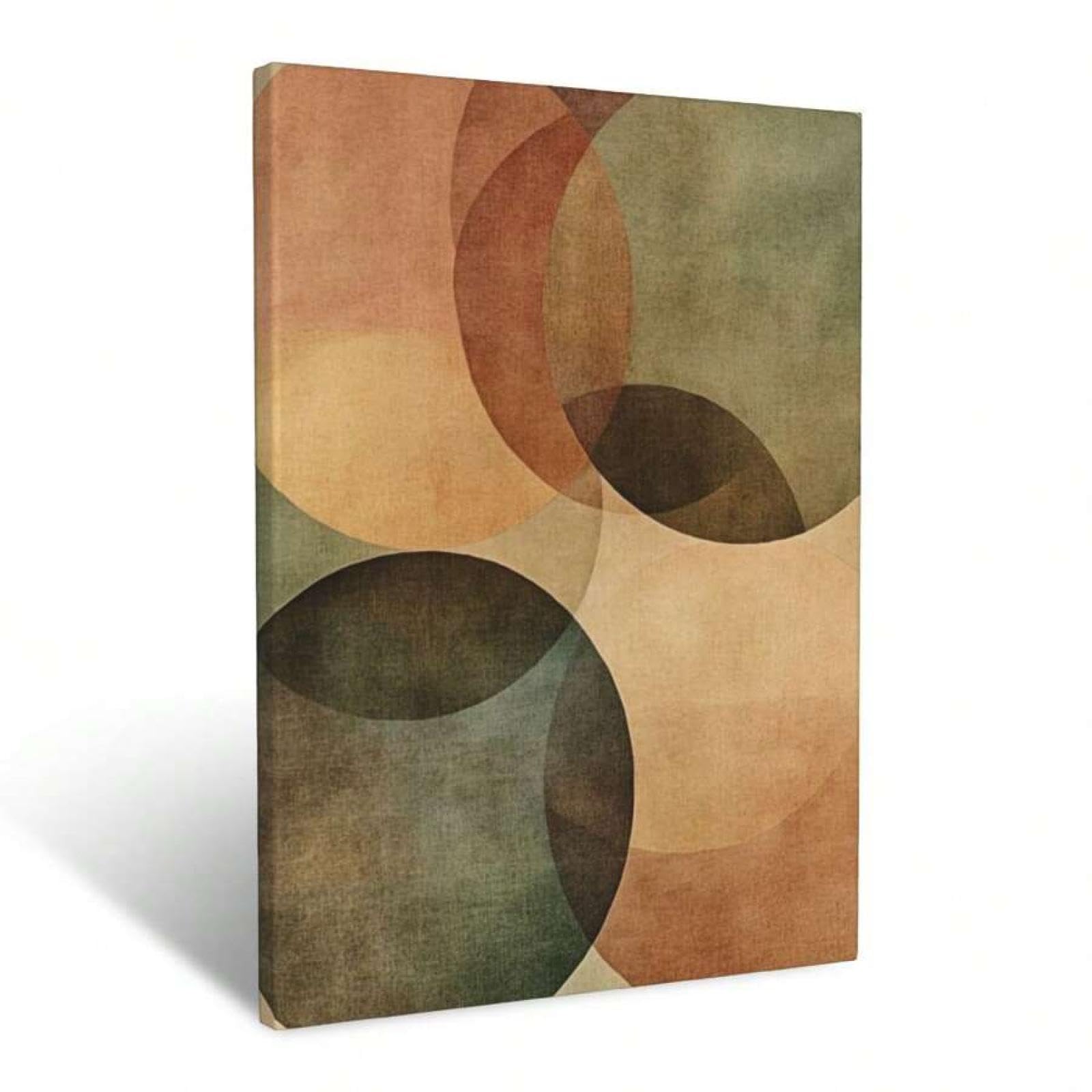 lianyibo 1pc Abstract Wall Art Canvas Print Modern Geometric Shapes Earth Tones Brown Green Orange Rust Textured Vintage Decor 50x70cm Frameless