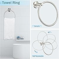 Vista 3 de Cilee Juego de 10 piezas de accesorios de baño de níquel cepillado, 24 pulgadas, toallero de níquel cepillado, soporte para papel higiénico, gancho