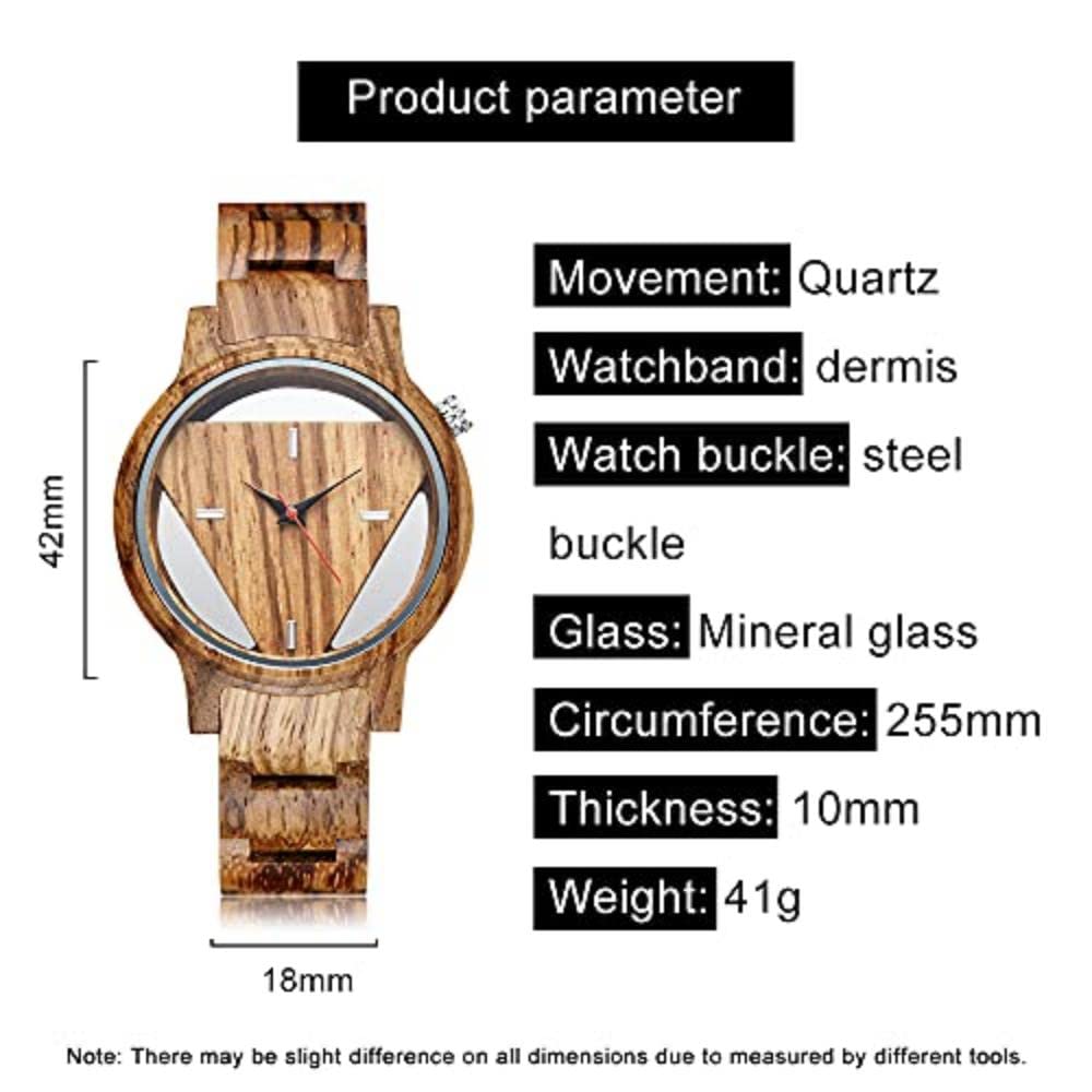 Tiong Reloj Madera Hombre Natural De Madera del Reloj Cuarzo Japonés Relojes Único Texturas Reloj de Madera Colorido Unisex…