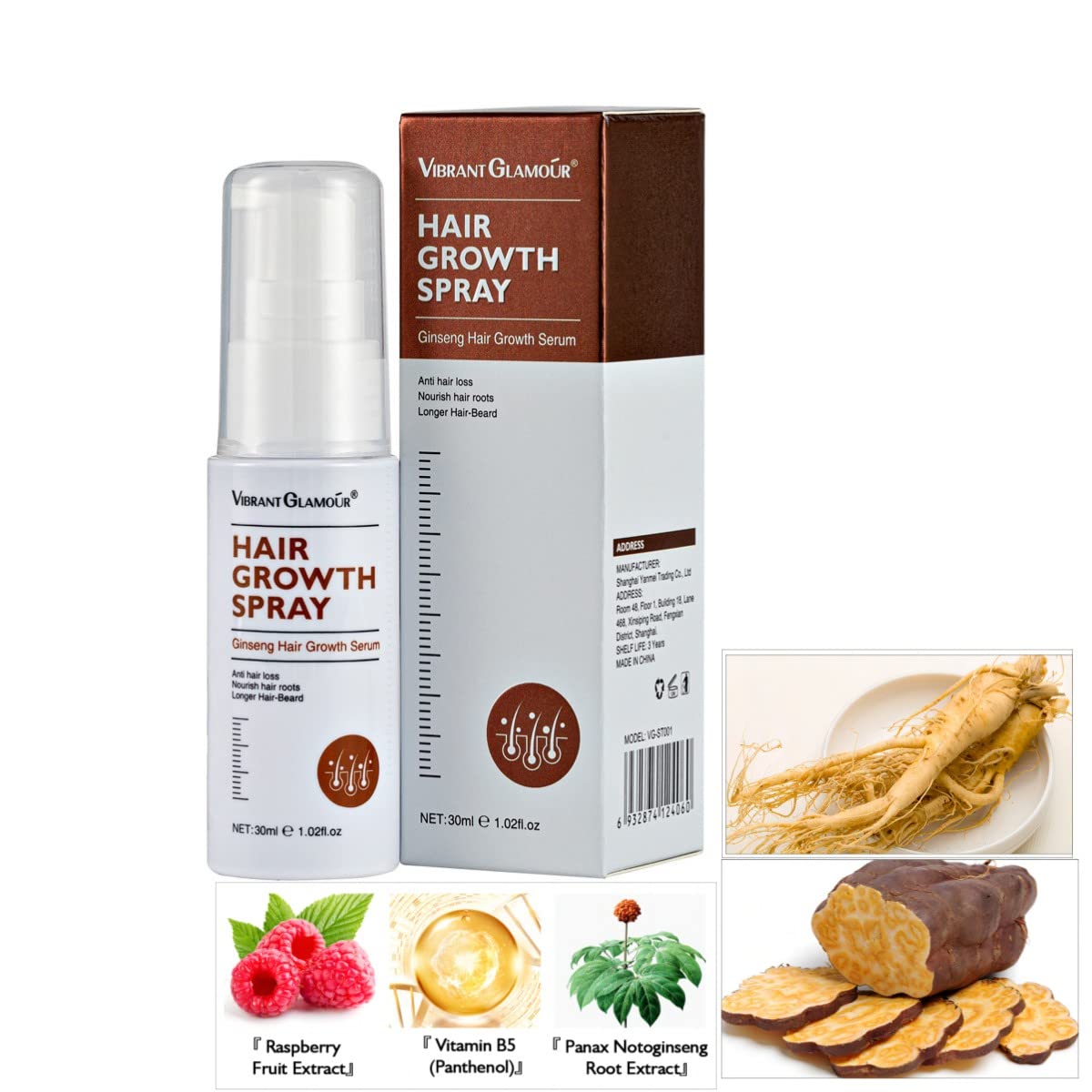 Ginseng Hair Growth Serum,Hair Regrowth Essence for Women & Men Hair Loss and Hair