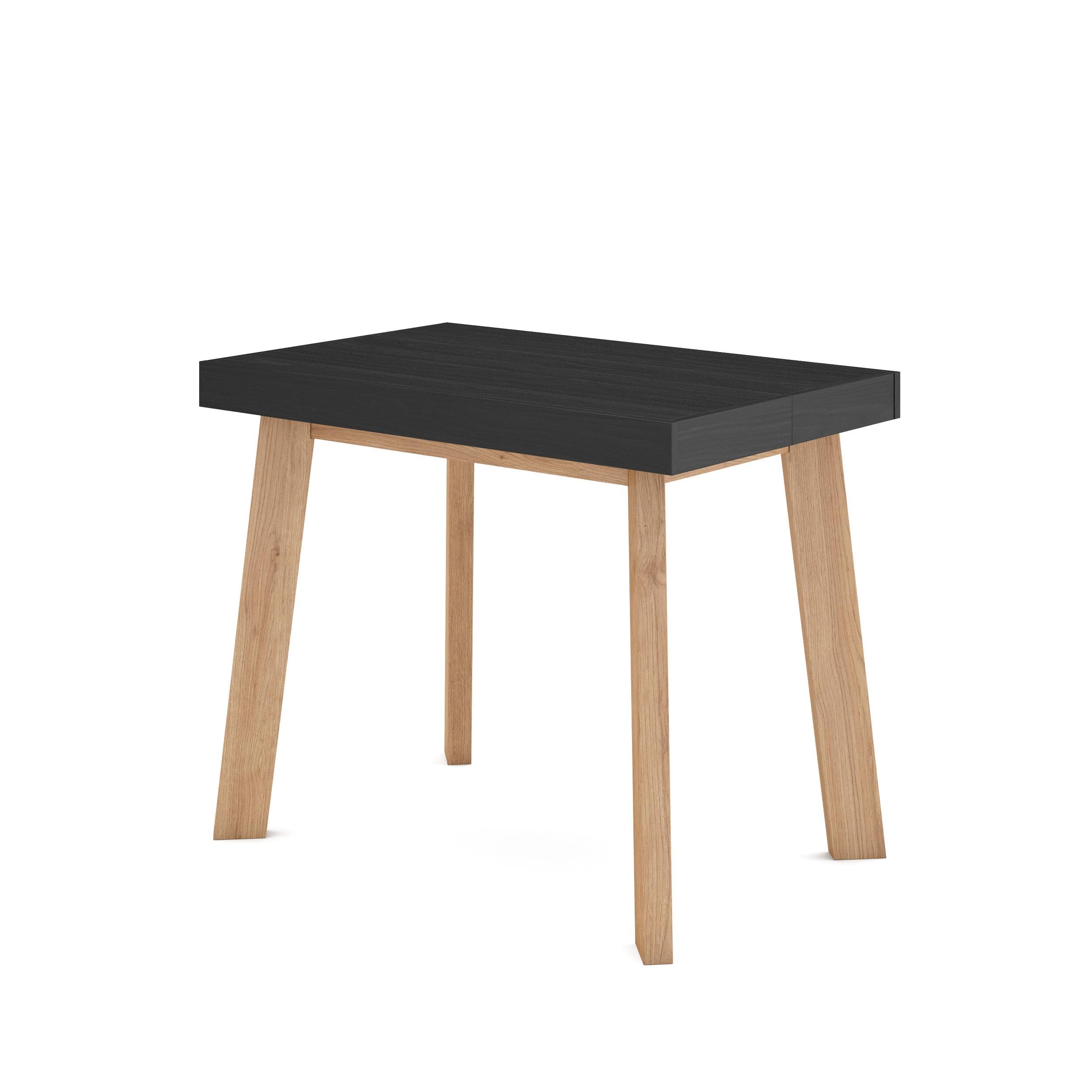 Skraut Home | Table Console Extensible | Console Meuble | 300 | pour 14 Personnes | Pieds en Bois | Style Moderne | Noir
