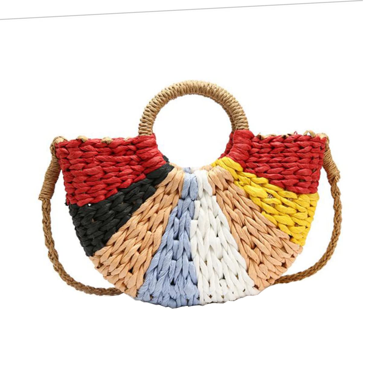 VANZACK Borsa in Paglia Intrecciata Grande da Spiaggia, Stile Estivo | Atmosfera Estiva, Tracolla Leggera Artigianale, Forma Pouch Multifunzione per Shopping e Viaggio