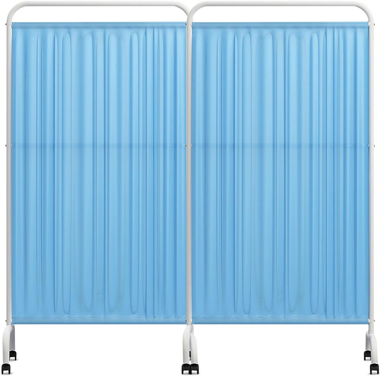 6FT Portable Room Divider with Lockable Casters, Folding Medical Privacy Screen,Adjustable Panels for Hospitals, Clinics, Bedrooms, Waterproof Fabric, Durable Stainless Steel Frame (2)