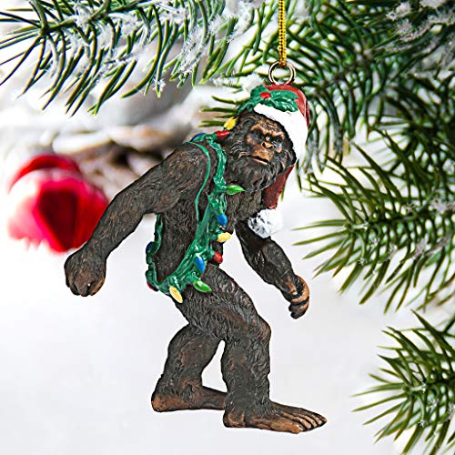 Design Toscano Bigfoot The Holiday Yeti With Santa Hat Funny Christmas Tree Ornament, Single, Brown #TOP6