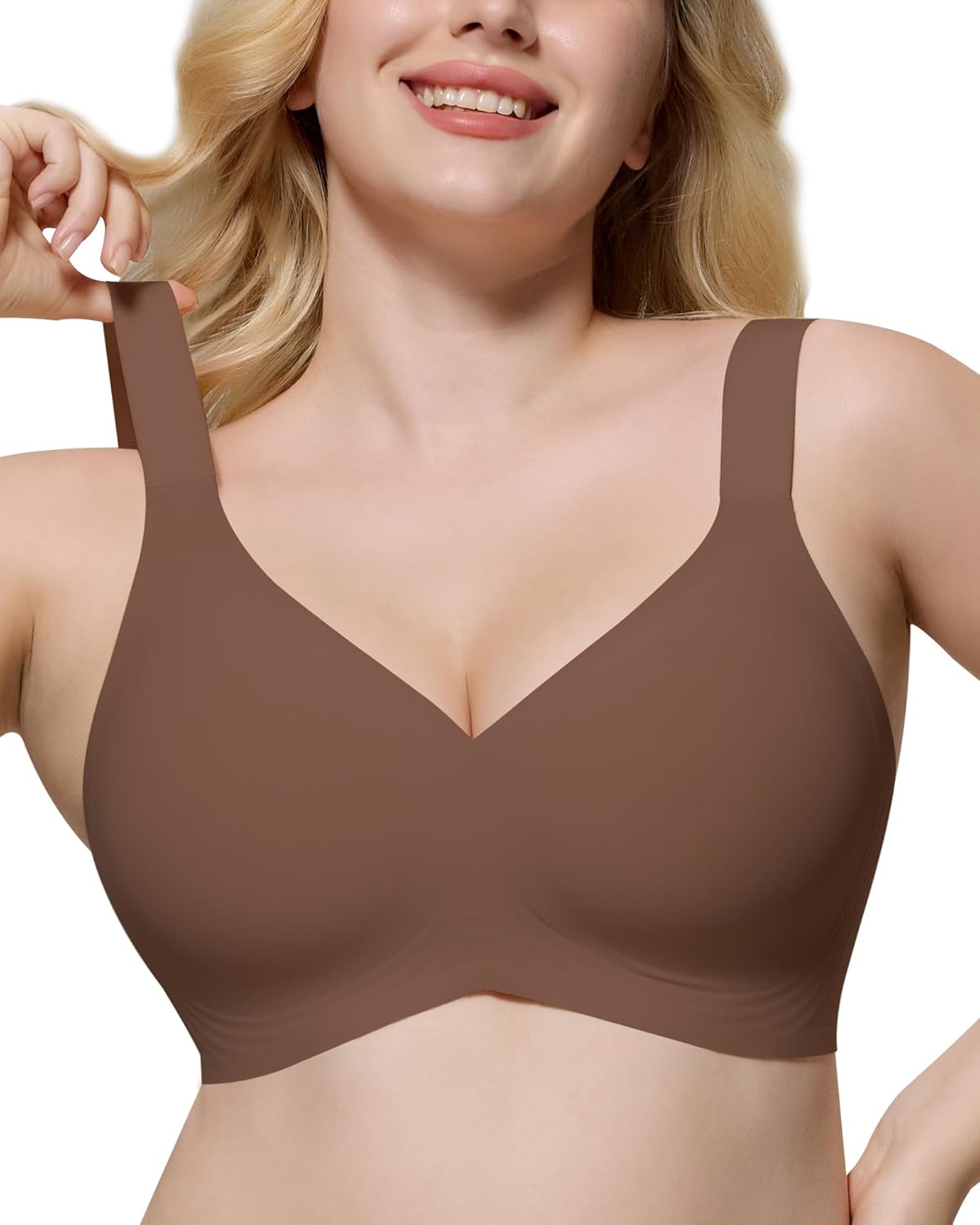 HORISUN Bras for Women No Underwire Wireless Seamless Wirefree Support Lift Full Coverage Push Up T Shirt Bra