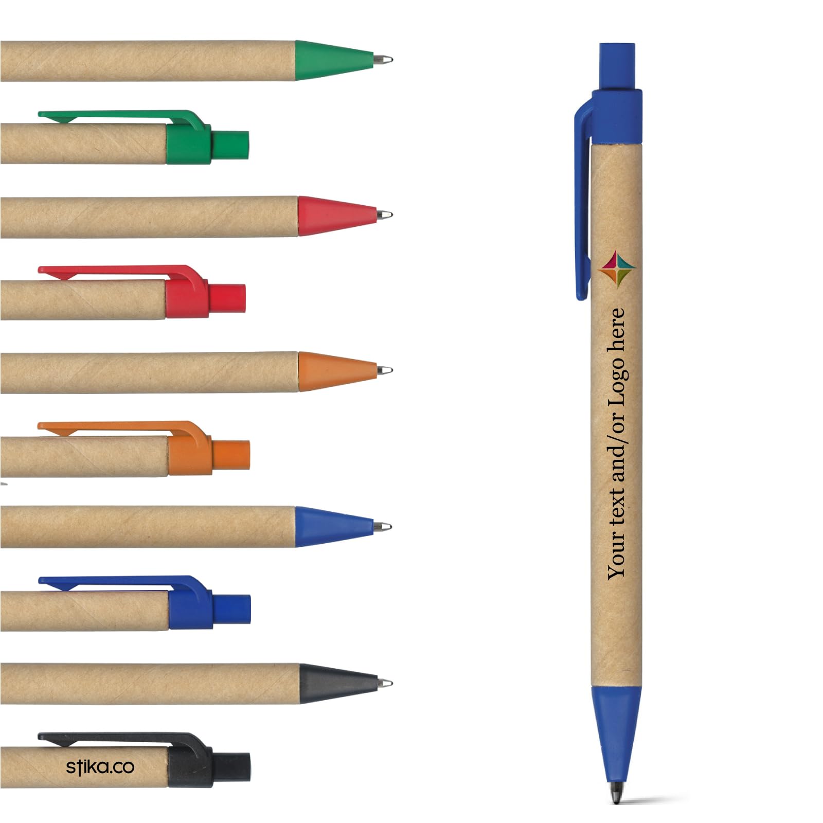 Pack of 40 Blue Eco-Friendly Recycled Pens – Colour Customisable Promotional Pens with Reverse Printing and Optional Velvet Pouches – Personalised pens for Schools, Businesses, and Promotional Events — image 1