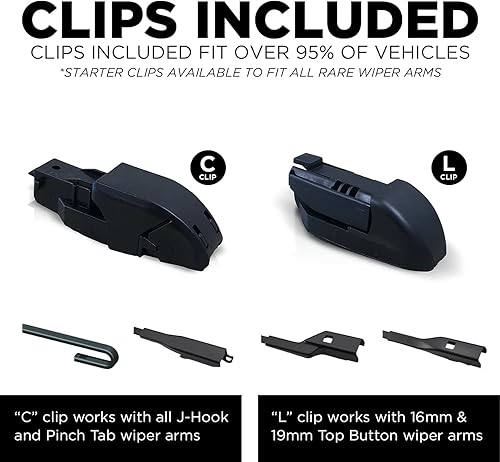 Miniatura 6 de Clix Wipers - Juego de 2 limpiaparabrisas prémium para todo tipo de clima (24  22 pulgadas), popular en Ford Flex 2009-2019, Nissan Titan 2004-2015,