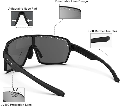 Miniatura 4 de HAAYOT Gafas de sol polarizadas para ciclismo, gafas de sol deportivas para hombres y mujeres, béisbol, correr, pesca, ciclismo, con 3 lentes,