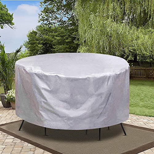 Richeer Runde Gartentischabdeckung 128x71cm - 420D Oxford Wasserdicht | Mit Lüftungsschlitzen & Zugband