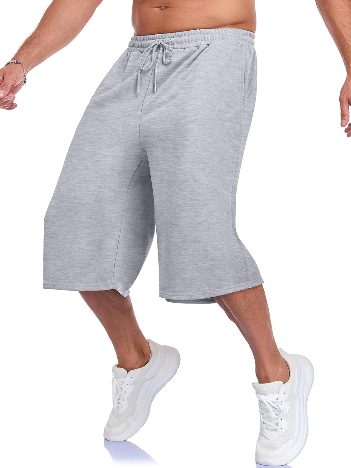 Mens Baggy Sweat Shorts Gym Athletic Basketball Summer Workout Lounge Beach Drawstring Shorts with Pockets
