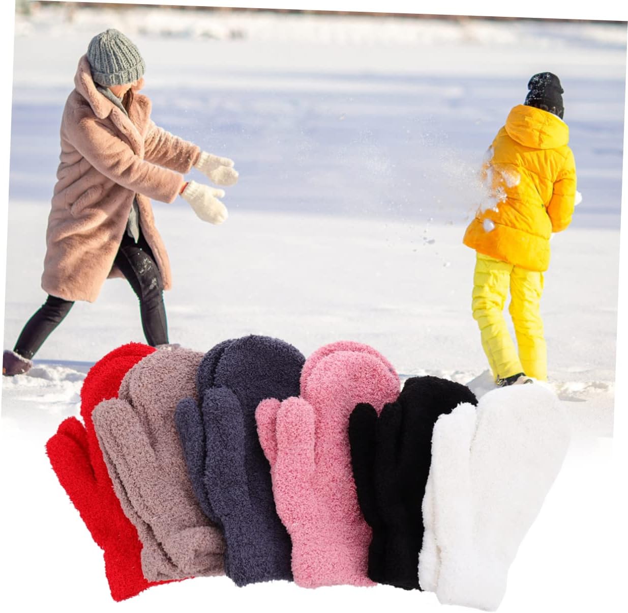 CALLARON 6pairs Men Women Winter Full Finger Half Fleece Mittens Warm Gloves for Cold Weather
