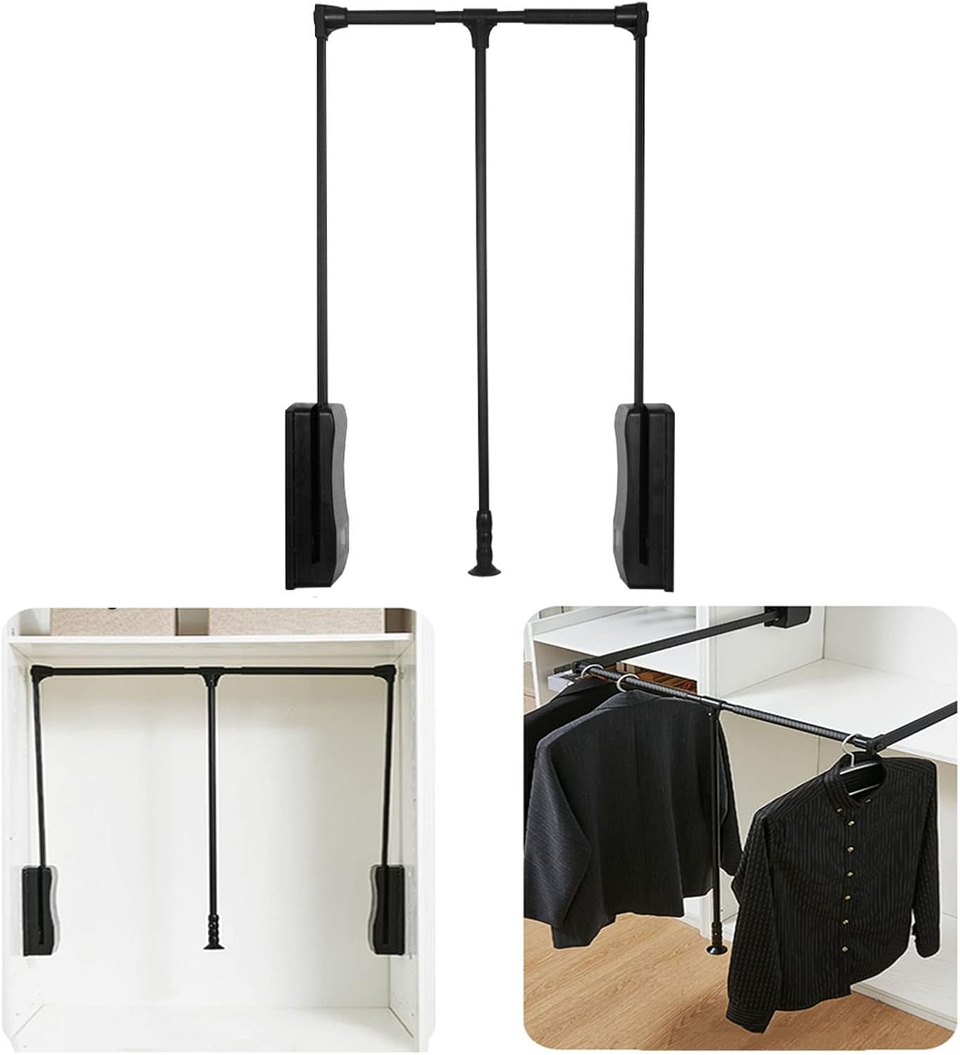 Closet Hanging Rod, Aluminium Retractable Wardrobe Hanger Clothing Rail,(510-660mm)