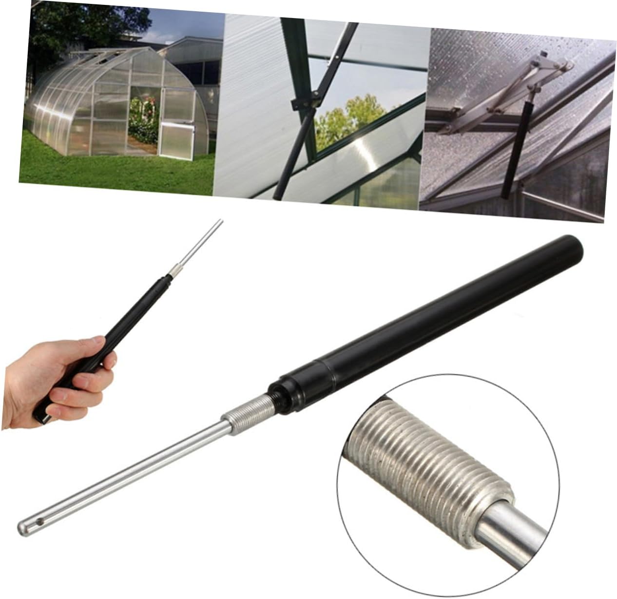 Toddmomy 1PC Automatic Greenhouse Window Opener Sturdy Non Electric Vent Opener for Efficient Temperature Control Fits Greenhouse Frames Black Color Easy Installation Solar Energy Powered