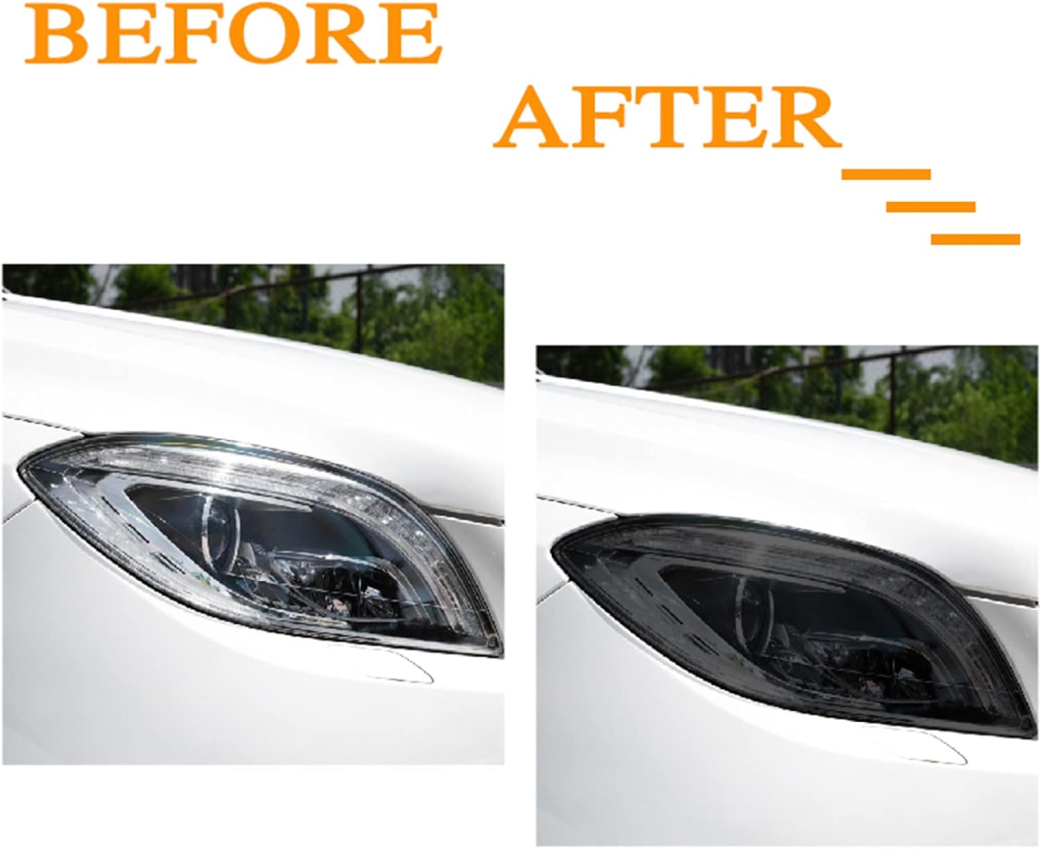 Car Headlight Protective Film for Mercedes Benz ML Class W166 2012-2015, Black Protective Film Transparent TPU Sticker,Transparent