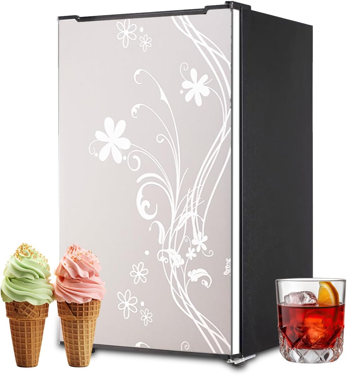 Upright Freezer 3.2 Cu.ft Freestanding Freezer with Adjustable Thermostat for Bedroom, Office, Kitchen, Dorm Silver