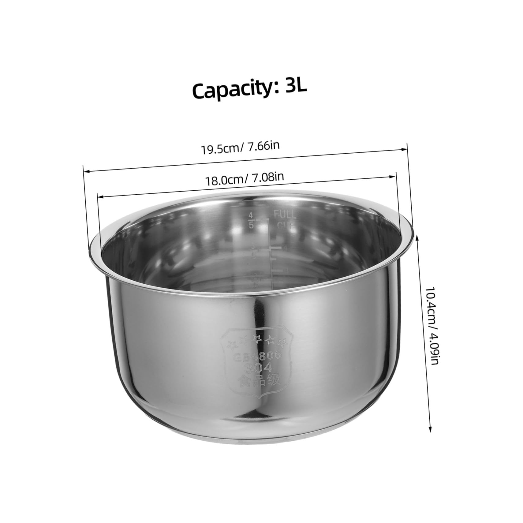 SHINEOFI Cuve Interne Acier Inoxydable pour Cuiseur à Riz Remplacement De Cuve Intérieure Compatible Large Gamme De Modèles