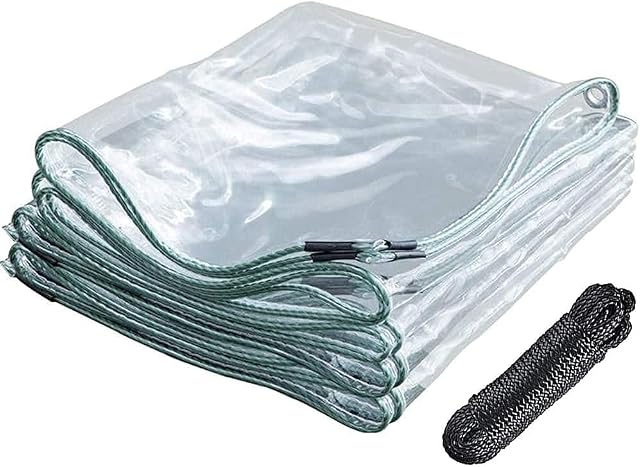 Clear Tarpaulin Waterproof Heavy Duty with Eyelets Home Garden Outdoor PVC Plastic Tarp Sheet Cover - 420g/m² - 0.3mm Thick - Groundsheet Windproof Camping(1m x 2m/3.3ft x 6.6ft)