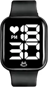 Relogio Digital Masculino Display LED Quadrado Silicone Preto Leve Data Hora Simples Uso Presente Casual Elegante