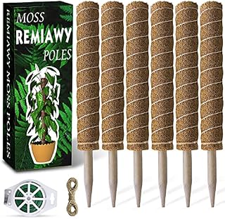Moss Pole 69 Inch, 6 Pack Plant Moss Pole for Plants Monstera Pole, 15.7 Inch Coir Totem Pole for Climbing Plants Support Extension Indoor Moss Sticks with 65 Feet Garden Twist Tie