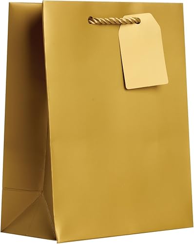 Miniatura 2 de Jillson Roberts 6 bolsas de regalo medianas de 8 x 10 x 4 pulgadas para todas las ocasiones, disponibles en 20 colores sólidos, dorado mate