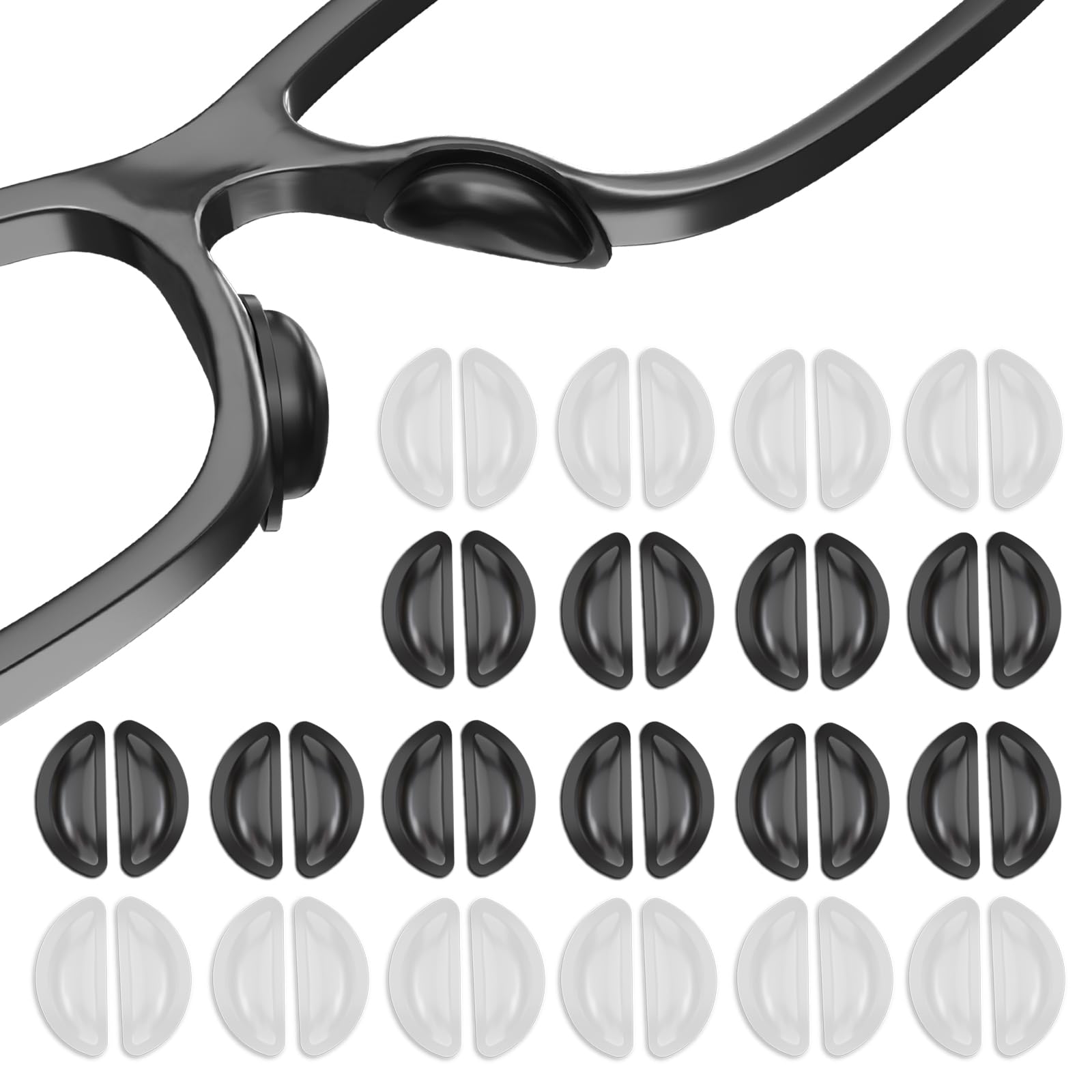 SMARTTOP Eyeglass Nose Pads, 20 Pairs Air Bag Soft Silicone Anti-Slip Adhesive Nose Pad for Full Plastic Frames Sunglasses Reading Glasses