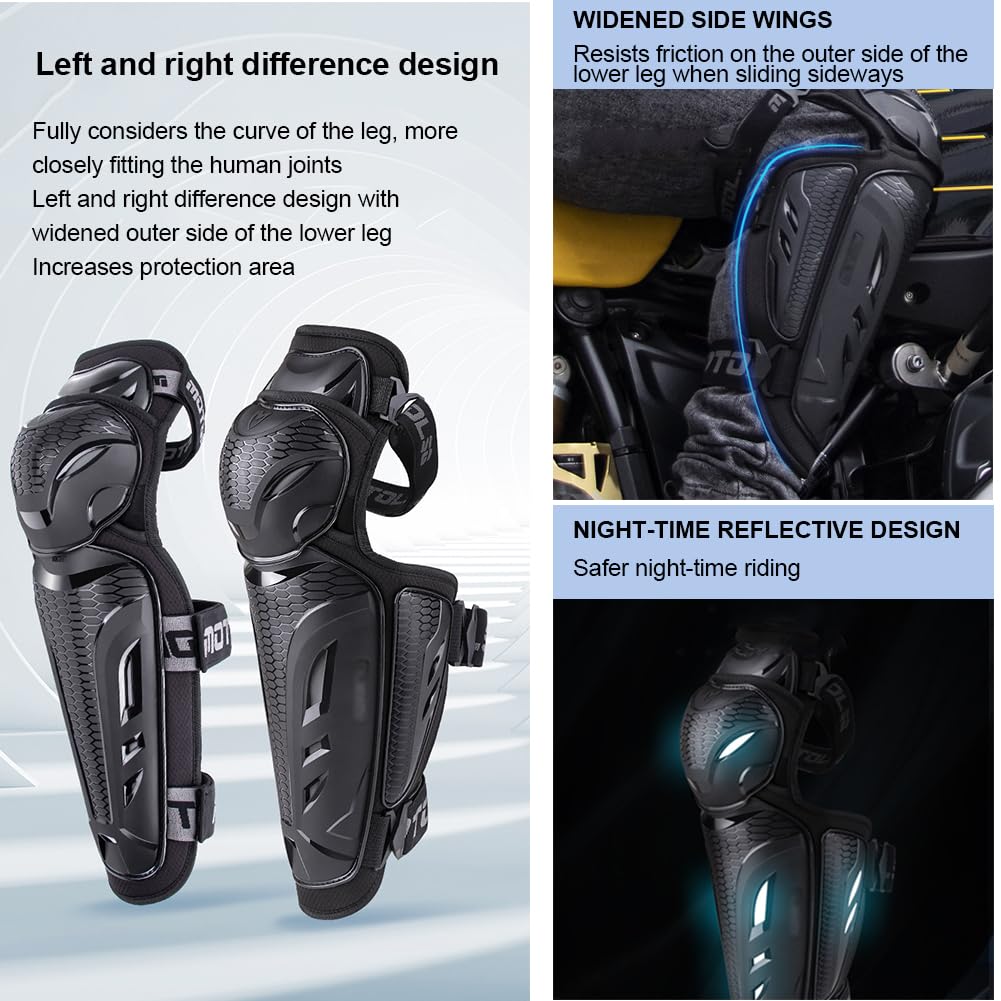 Rodilleras de Moto, Rodilleras/Coderas Protección Motocross Ajustables Resistente al Viento y a Las Caídas Protección de Rodilla con Espuma Amortiguadora Knee Pads