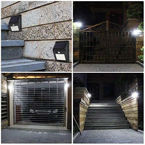 Luminária Parede Solar 20 Leds Sensor Movimento recarregavel resistente a agua