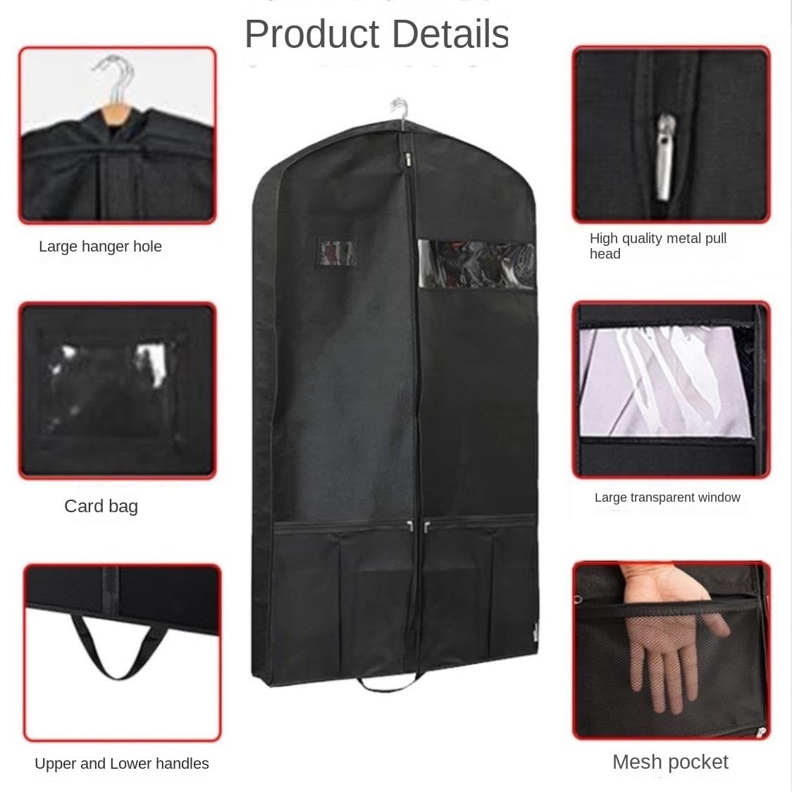 Portatrajes Funda Traje 2 Bolsas De Ropa De Viaje De 40 Pulgadas Con Bolsillos, Bolsa De Traje Plegable Portátil Para Vestidos, Abrigos, Camisas Y Vestidos Funda Ropa Portatrajes Viaje