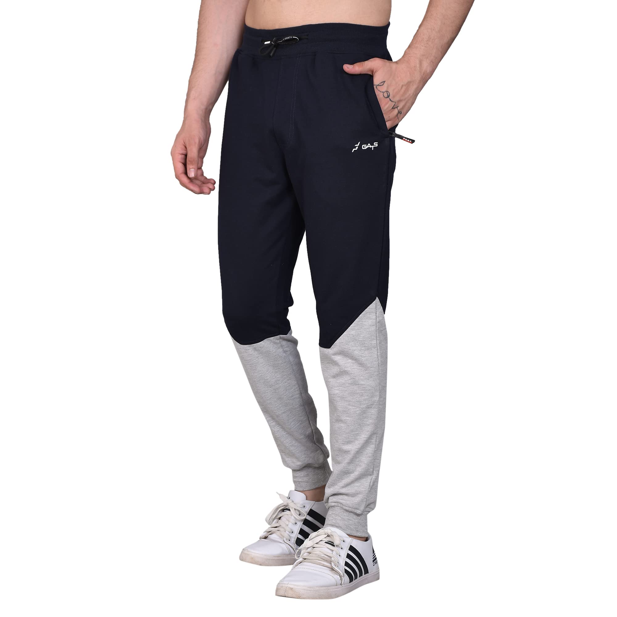 GATTSMen Blue Grey Cotton Joggers/Lower/Trackpants for Gym Yoga & casusal wear. Unique Design with Best Colour Combination, Soothing Fabric for Daily use, Sports wear & Lounge wear