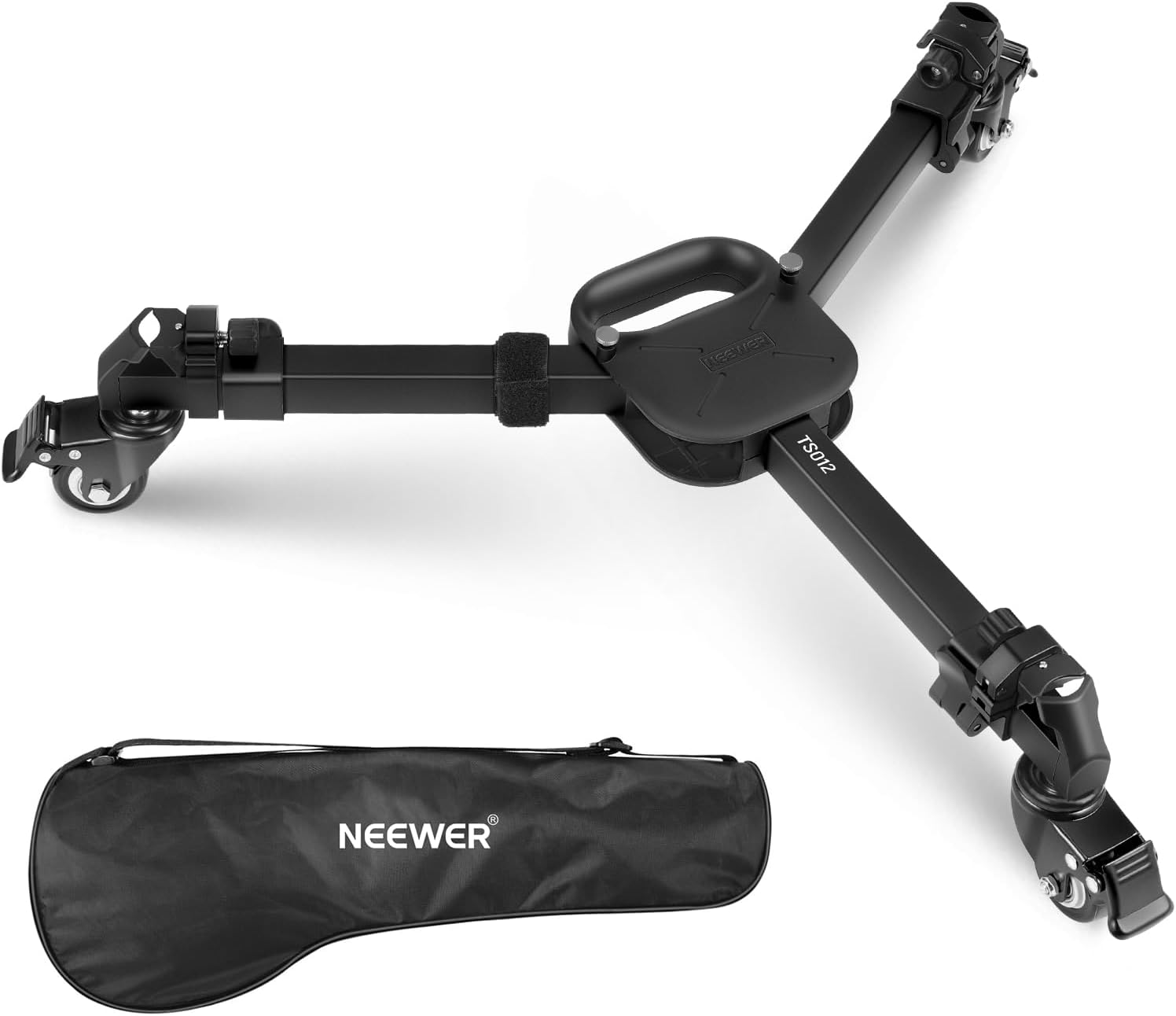 NEEWER Photography Tripod Dolly, Quick Lock Release Camera Dolly with 3" Rubber Wheels, Telescopic Legs, Handle & Bag, 44 lbs Heavy Duty for DSLR Cameras Camcorder Photo Video Recording, TS012