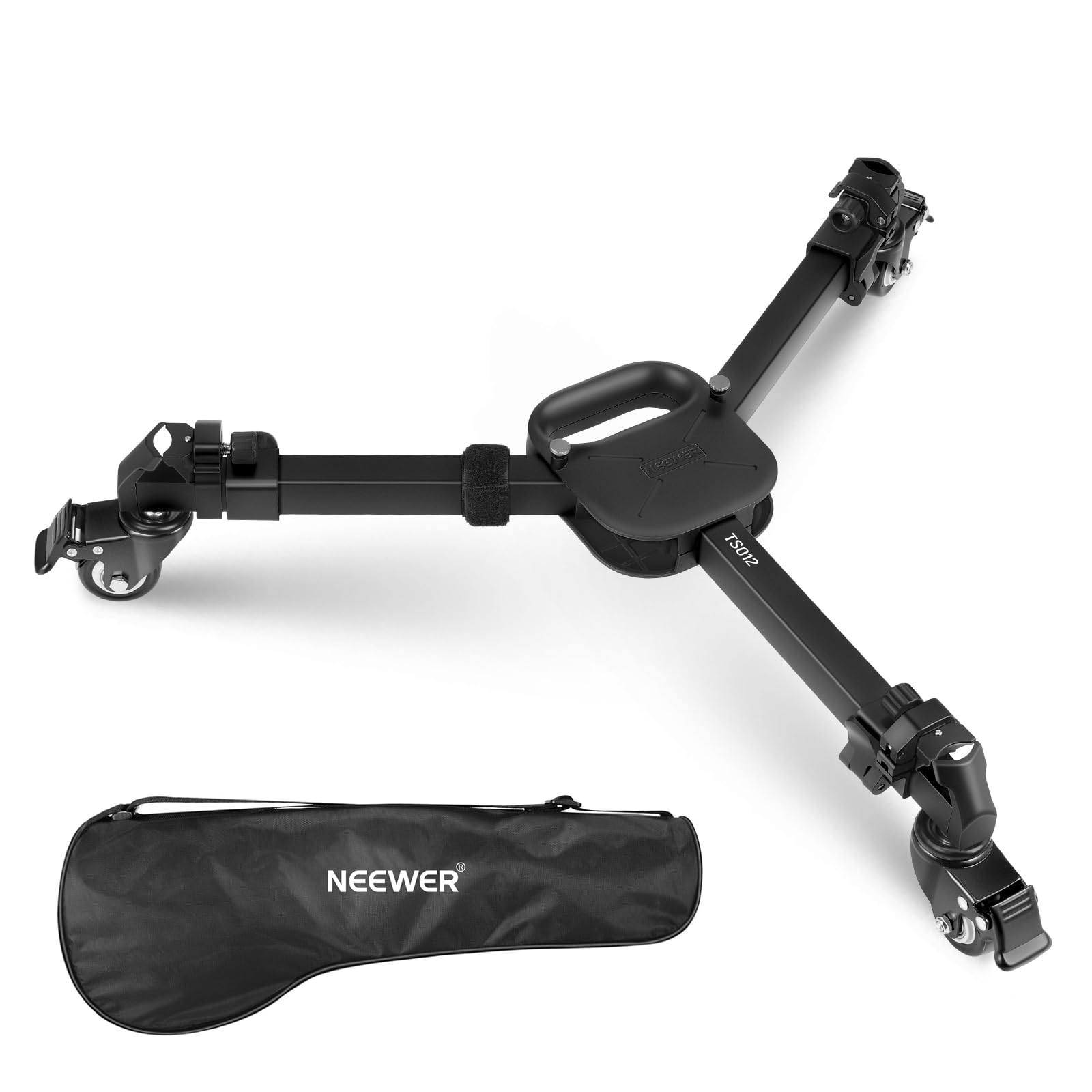 NEEWER Dolly pour Trépied de Photographie, Chariot à Verrouillage Rapide avec Roues en Caoutchouc de 7,6cm, Pieds Télescopiques,Poignée et Sac,Charge Maximale de 20 kg pour DSLR,Caméscopes,Vidéo,TS012