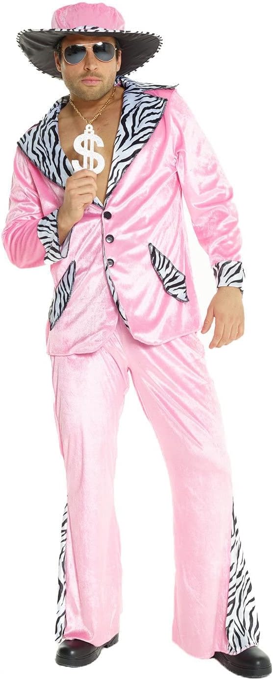 Morph Pink Pimp Costume For Men, 70s Pimp Suit Costumes, Mens Pimp Costume - Image 3
