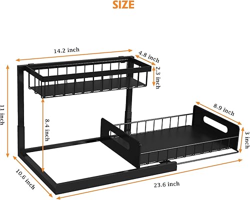 Miniatura 5 de Webetop Organizadores y almacenamiento para debajo del fregadero de la cocina, organizador de gabinete extraíble de 2 niveles, estante deslizante