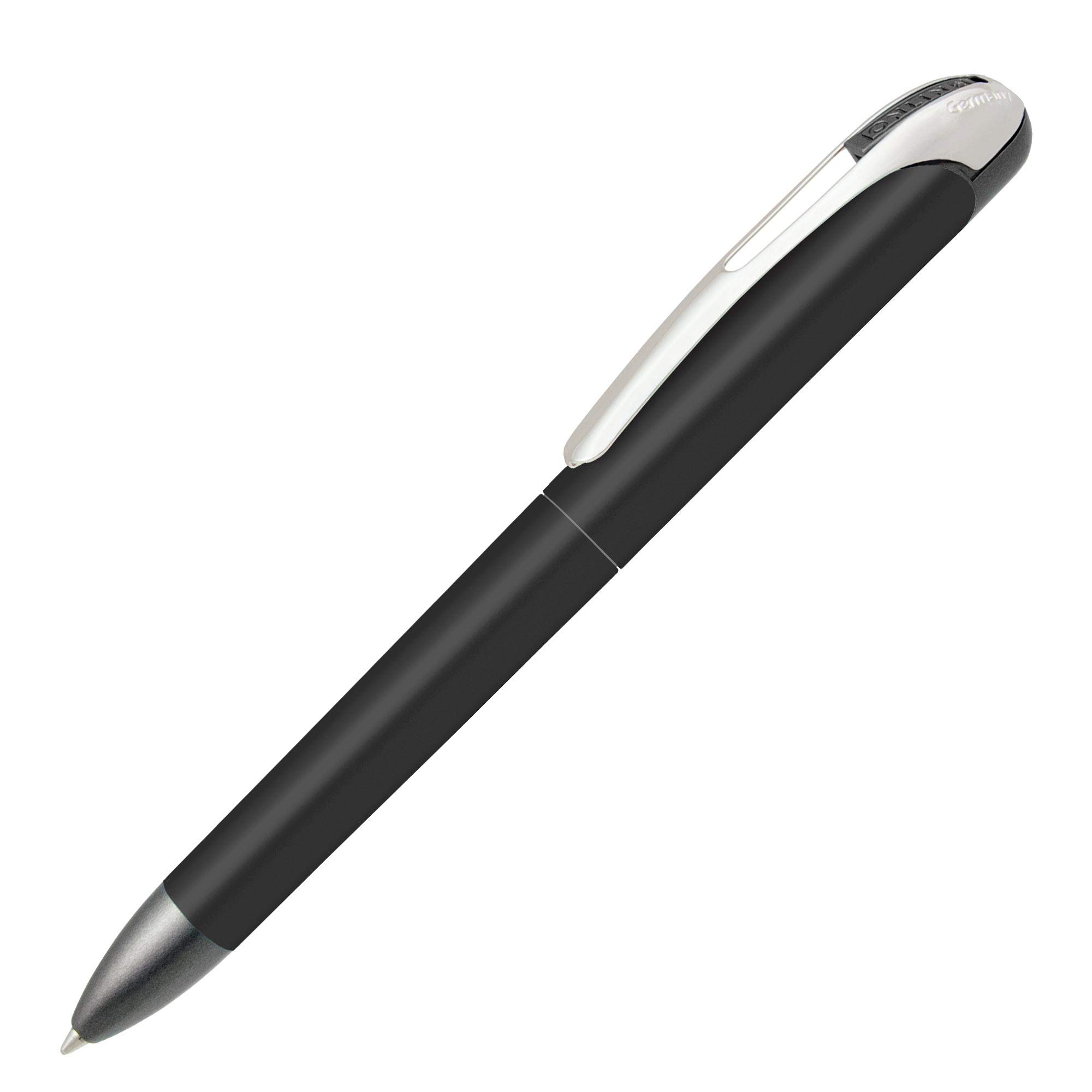 Online Retractable ballpoint pen college metallic black, replaceable, indelible refill, blue writing