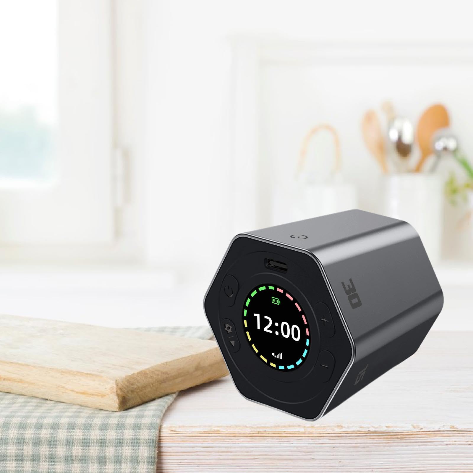 Fenteer Pomodoro Timer Flip Timer 5/15/25/30/45/60min Cuenta regresiva personalizada para cocinar, gris