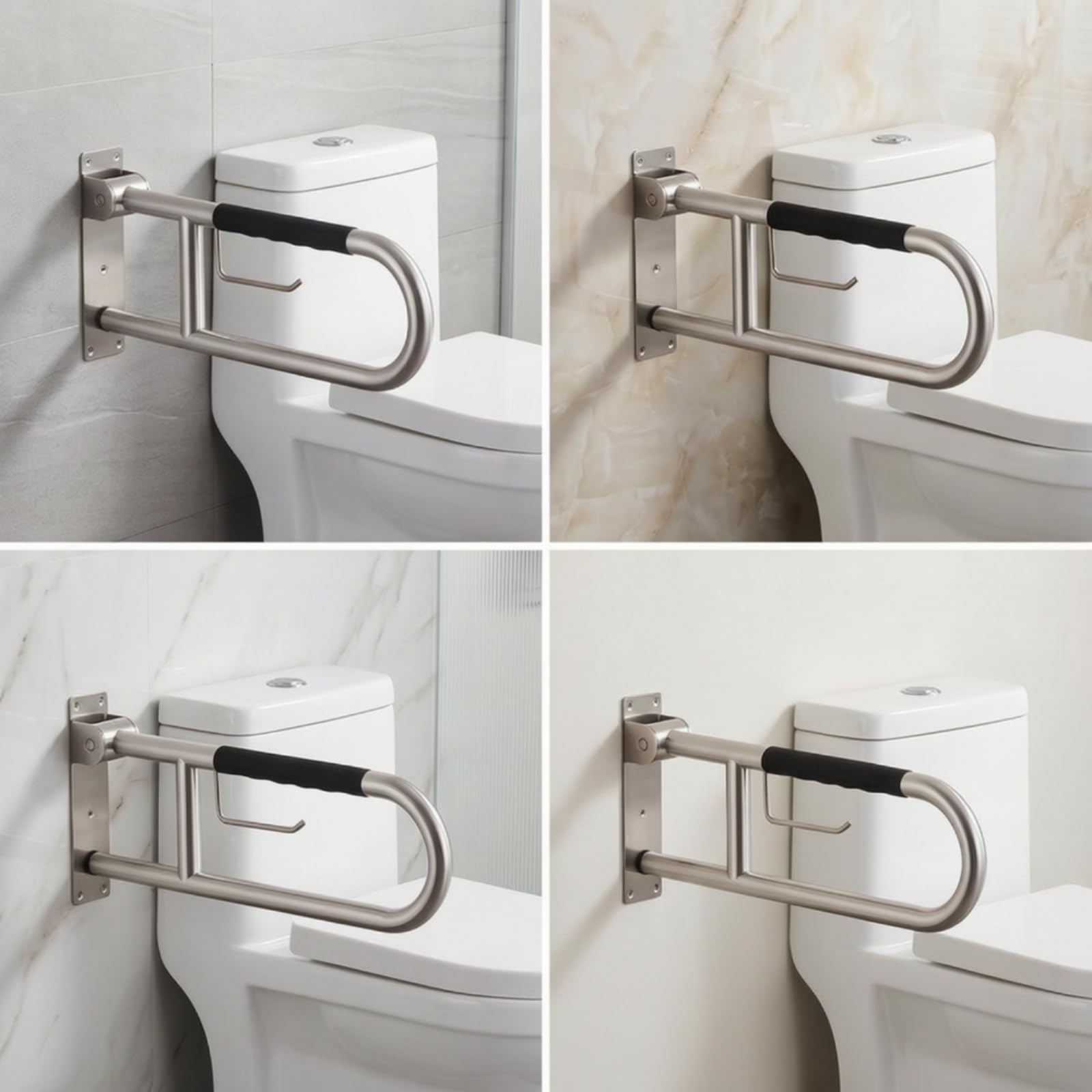 Maniglione Ribaltabile Robusto, 800 Mm | Resistente Corrosione, Barra di Sostegno per WC, Sicuro, Corrimano da Bagno, Anziani