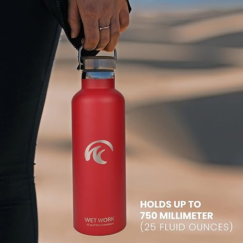 Miniatura 8 de Wet Work Botella de agua de acero inoxidable para bebidas frías y calientes, termo aislado de doble pared para agua, refrescos, café, té con boca