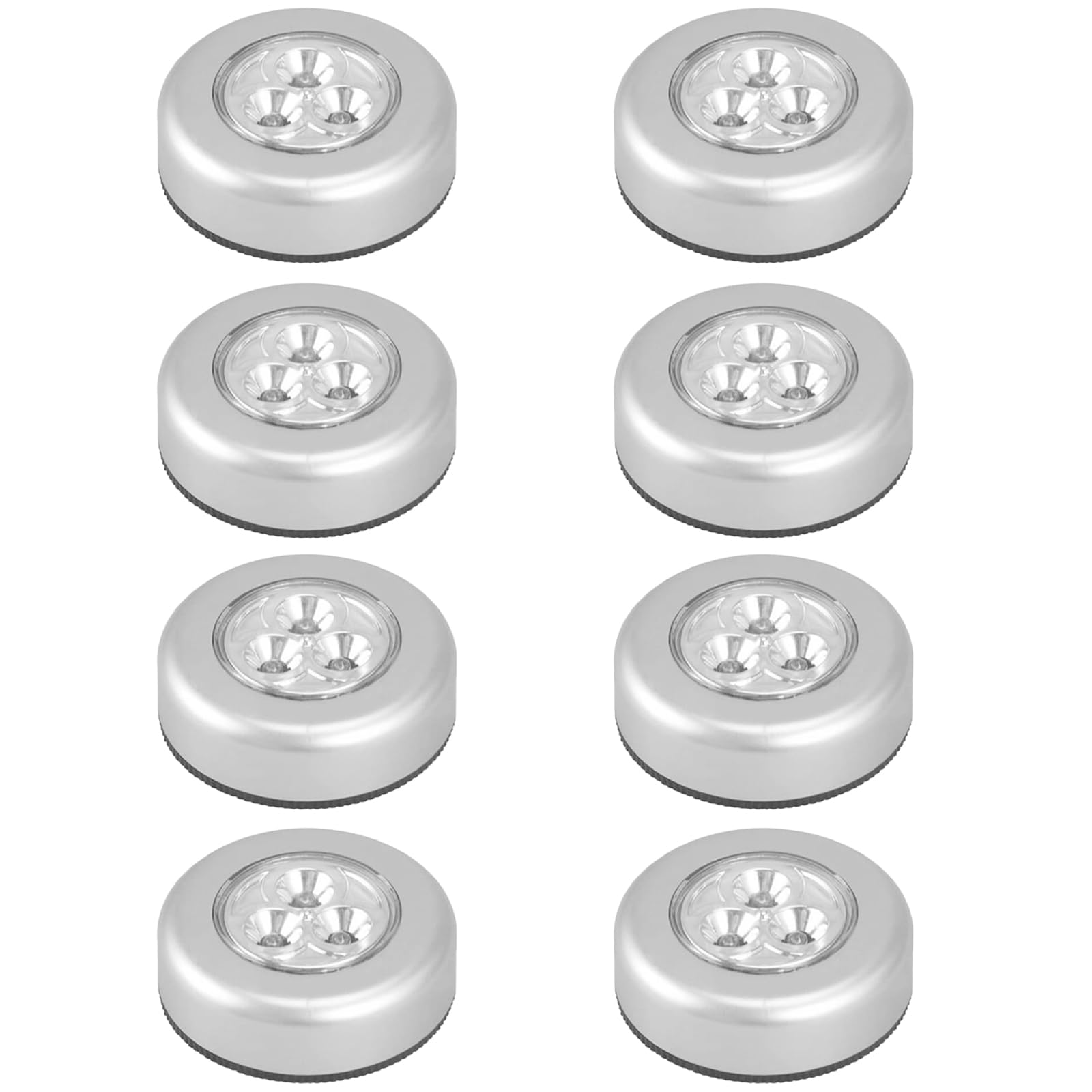 Bodeshis 8 Pack Stick On Lights for Walls, Battery Powered Push Lights, Silver Casing ABS Material Stick On Wall Lights for Kitchen Bedroom Stairs Cabinets Closets