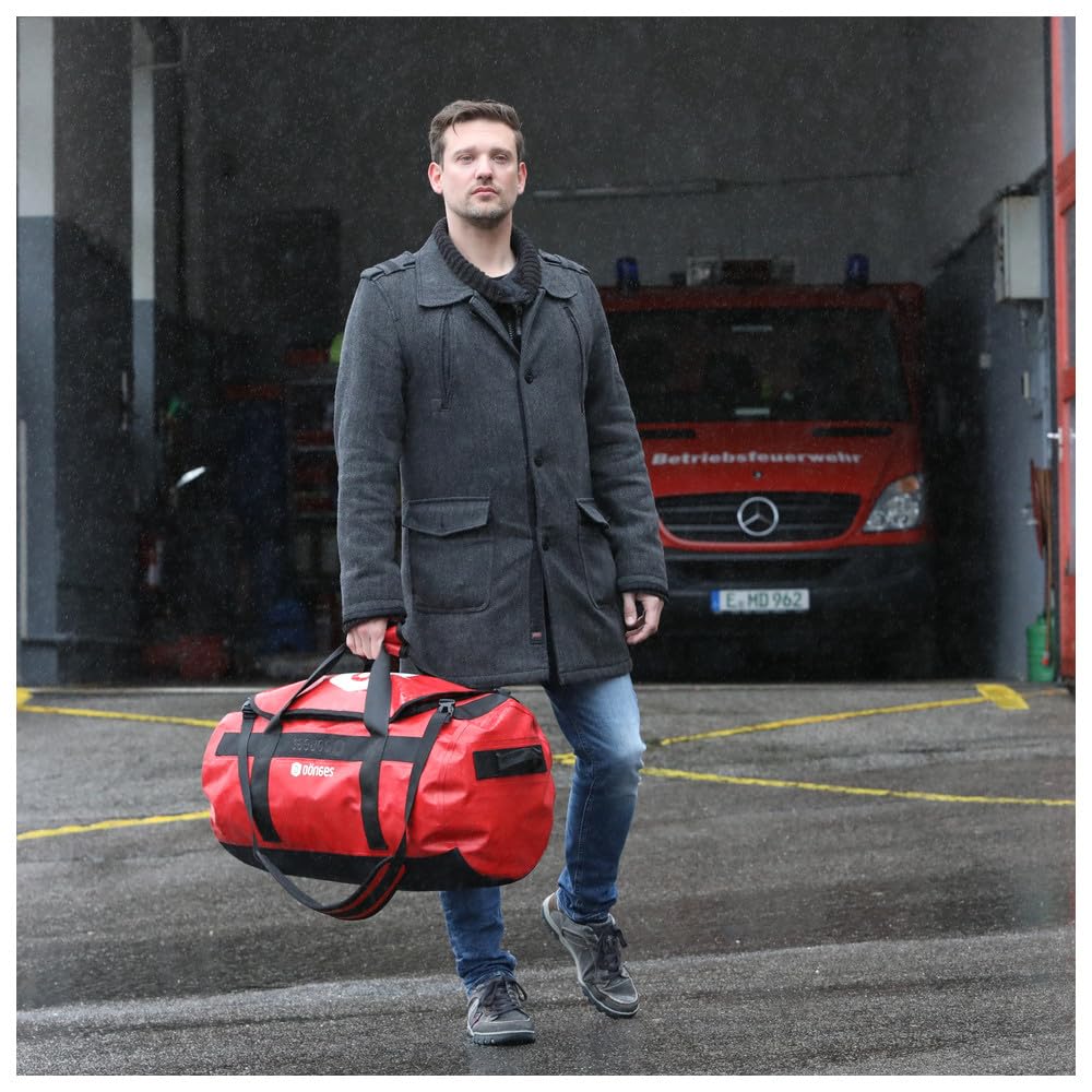 Dönges Reisetasche Seal-D, wasserdicht, rot, 60 l (Packsack rolltasche Seesack Paktasche wasserdichte verschweißt segeln Motorrad Angeln Wandern Trekking Kleidung Reise Reisen Regen Spritzwasser)